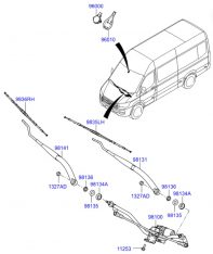 Motor thanh giằng gạt mưa Hyundai Solati